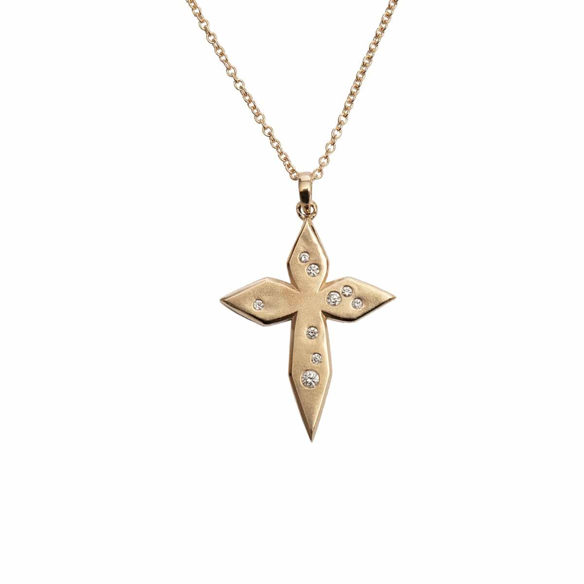 Scattered Diamond Cross Necklace by Diamond Cellar | Diamond Cellar