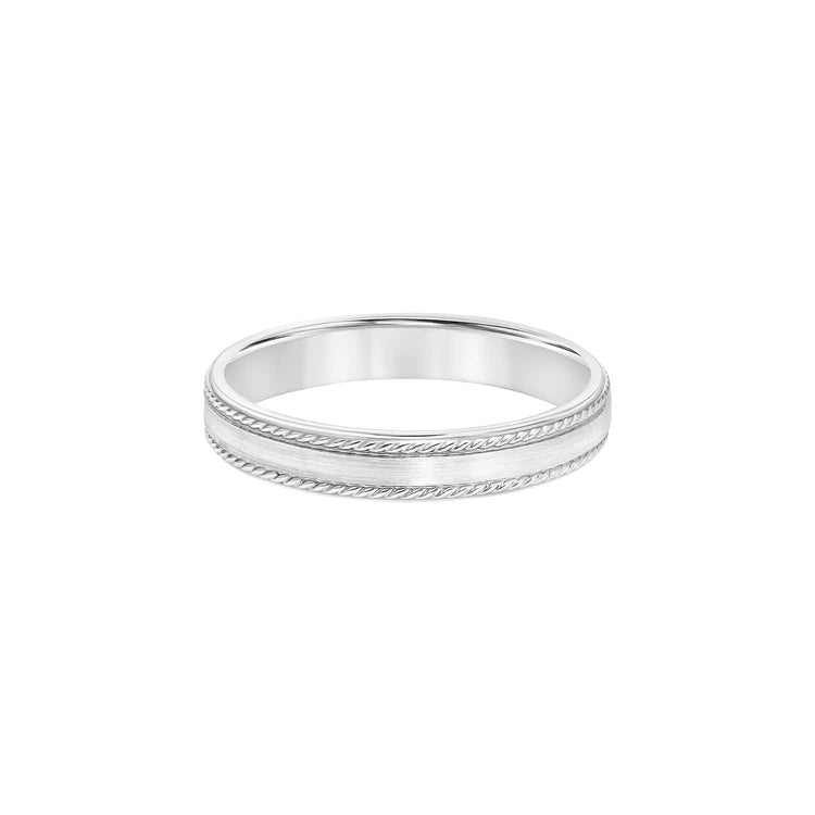 Side Rope and Brushed Finish 4mm Band - Frederick Goldman- Diamond Cellar