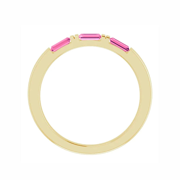 Three Stone Ring in Pink Tourmaline - Diamond Cellar- Diamond Cellar