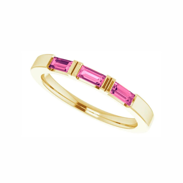 Three Stone Ring in Pink Tourmaline - Diamond Cellar- Diamond Cellar