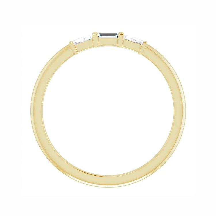 Three-Stone Ring with Diamond Baguettes - Diamond Cellar- Diamond Cellar