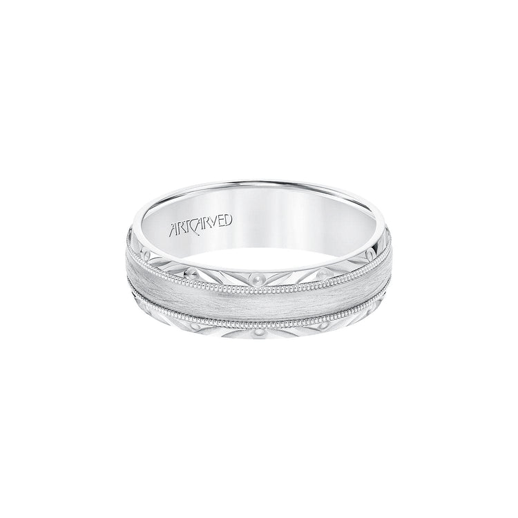 Vintage Textual Design 6.5mm Band - Frederick Goldman- Diamond Cellar