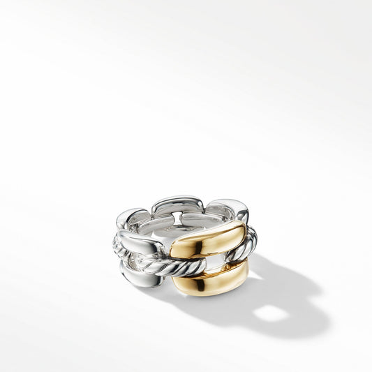 Wellesley Link Medium Chain Link Ring with 18K Gold - David Yurman- Diamond Cellar