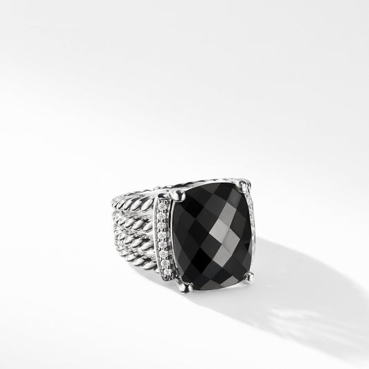 Wheaton Ring with Black Onyx and Diamonds - David Yurman- Diamond Cellar