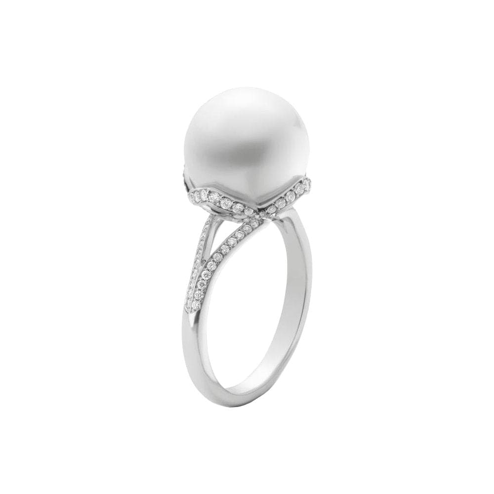 White South Sea and Diamond Classic Embrace Ring by Mikimoto 