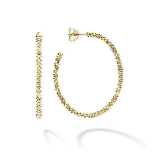 18K Gold Caviar Hoop Earrings