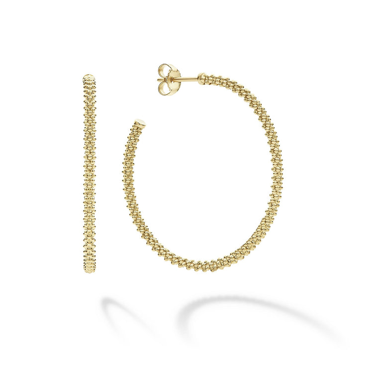 18K Gold Caviar Hoop Earrings