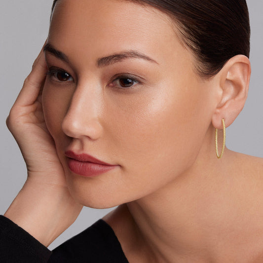 18K Gold Caviar Hoop Earrings