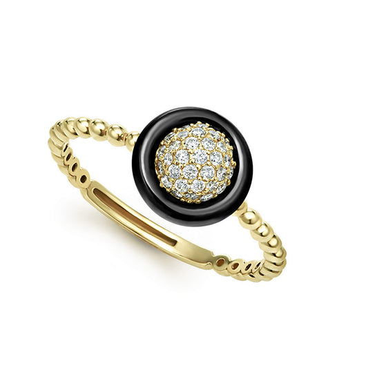 18k Gold and Black Ceramic Diamond Ring