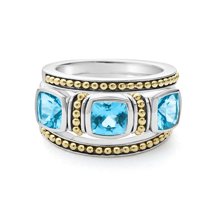 Swiss Blue Topaz Stacking Rings (Size 7)