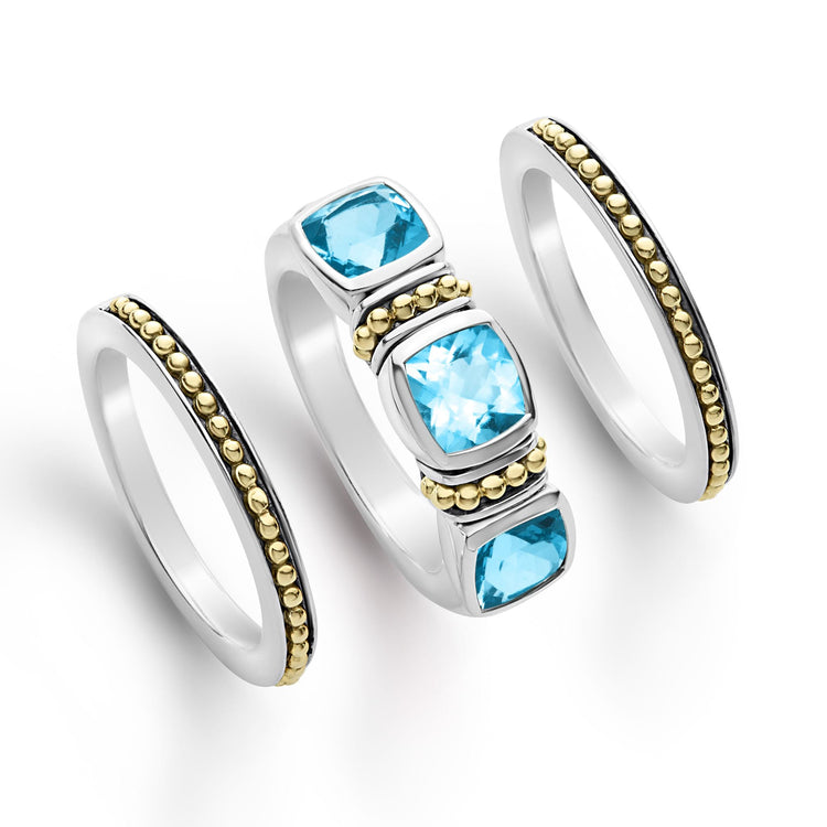 Swiss Blue Topaz Stacking Rings (Size 6)
