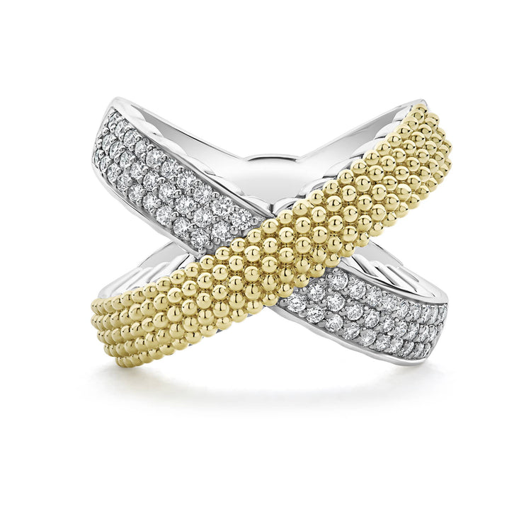 X Gold Caviar Diamond Ring (Size 7)