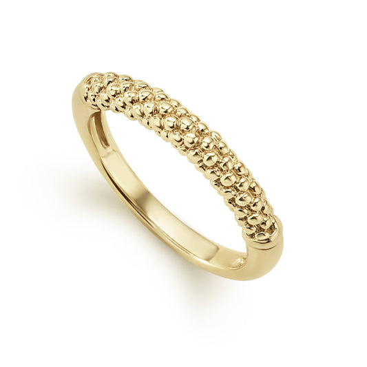 18K Gold Caviar Beaded Stacking Ring Size 7