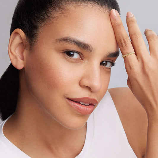 18K Gold Caviar Stacking Ring Size 7