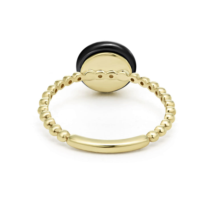18k Gold Caviar Black Ceramic Ring