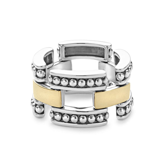 Gold Caviar Link Ring (Size 6)