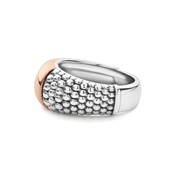 Rose Gold Station Caviar Ring (Size 6)