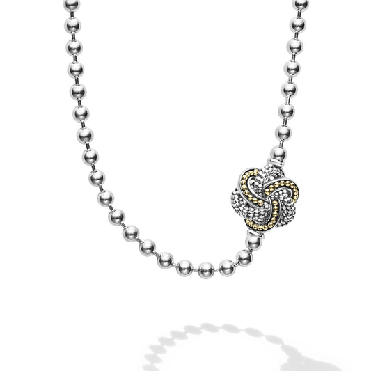 Five Station Two-Tone Love Knot Necklace