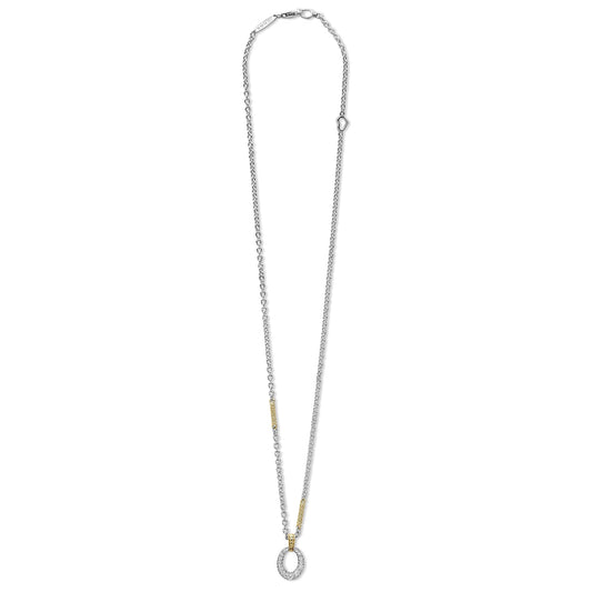 Two Tone Oval Diamond Pendant Necklace