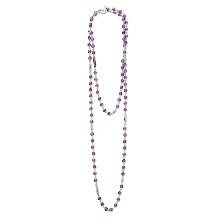 Long Amethyst Beaded Necklace