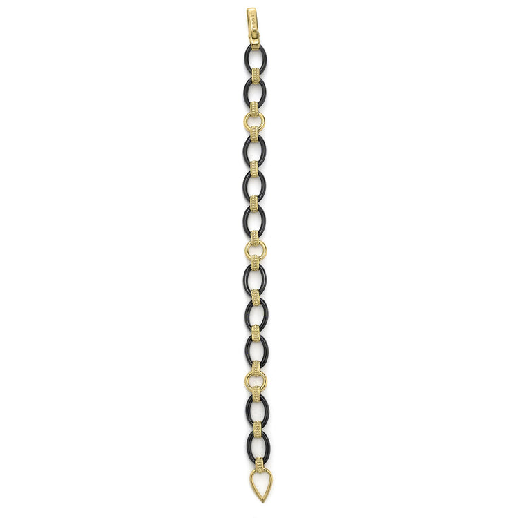 18k Gold and Black Ceramic Link Bracelet (Size M)