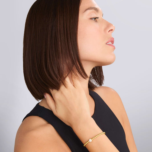 18K Gold and Diamond Bead Bracelet Size Medium