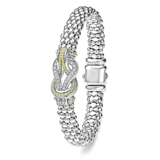 Two Tone Knot Caviar Diamond Bracelet | 9mm (Size M)