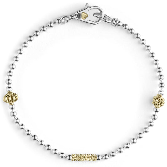 Two Tone Caviar Beaded Bracelet (Size L)