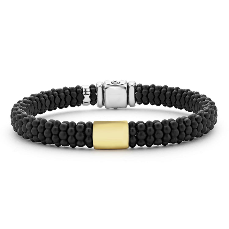 Black Caviar 18K Gold Matte Ceramic Beaded Bracelet