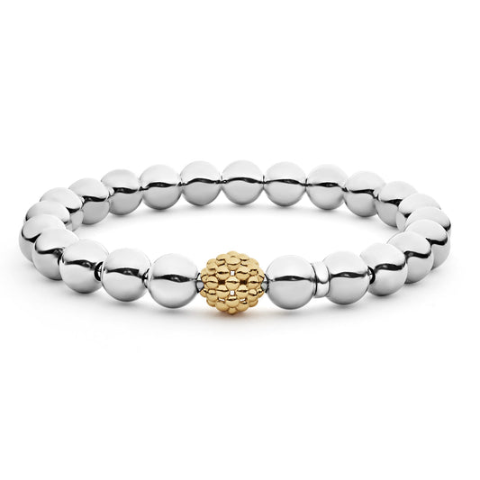 Signature Caviar Lattice Ball Bead Bracelet (Size M)