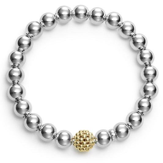 Signature Caviar Lattice Ball Bead Bracelet (Size M)
