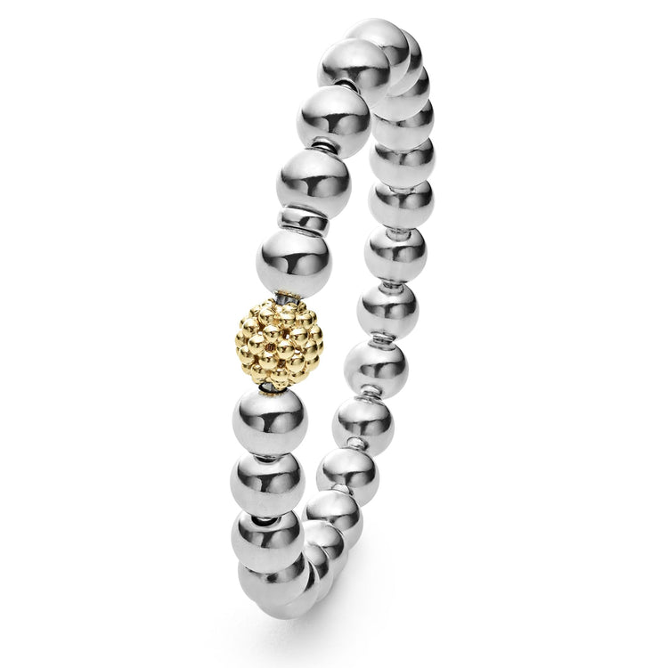 Signature Caviar Lattice Ball Bead Bracelet (Size M)