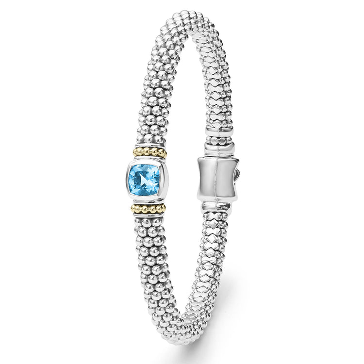 Swiss Blue Topaz Caviar Bracelet | 6mm (Size M)