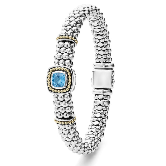Swiss Blue Topaz Caviar Bracelet | 9mm (Size S+)