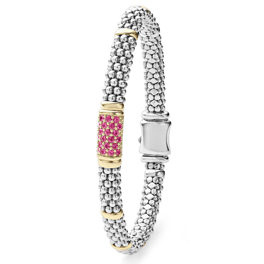 Pink Sapphire Caviar Bracelet | 6mm (Size M)