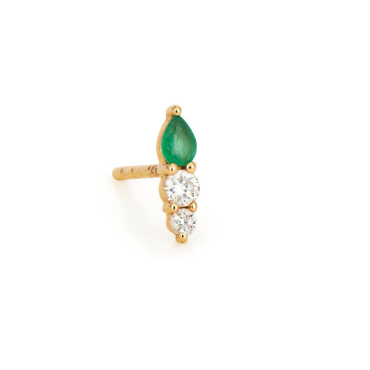 Sparkling Sea Emerald and Diamond Bar Stud