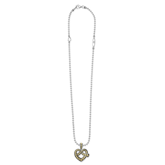Two Tone Heart Pendant Necklace