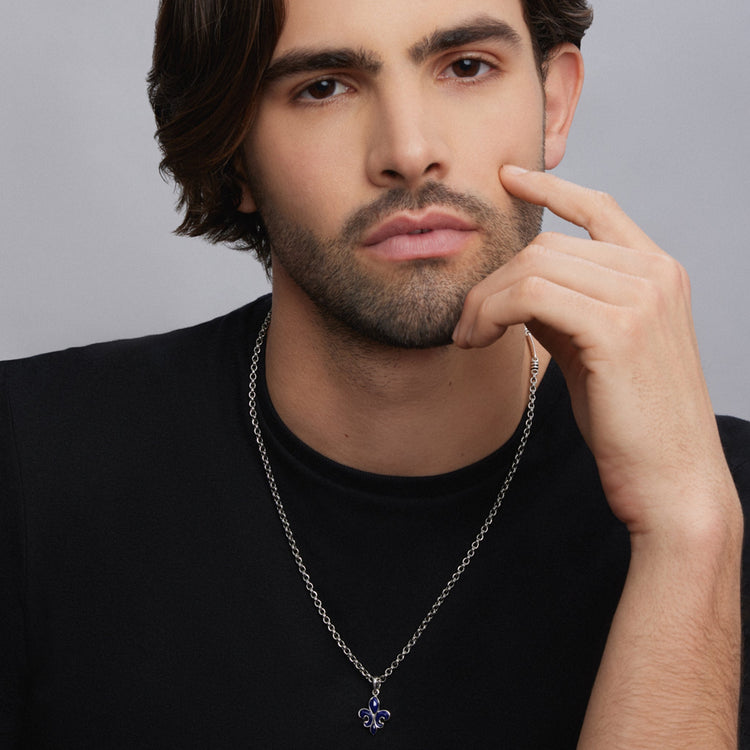 Lapis Fleur De Lis Amulet