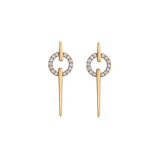 Circle Spear Earrings with Diamonds