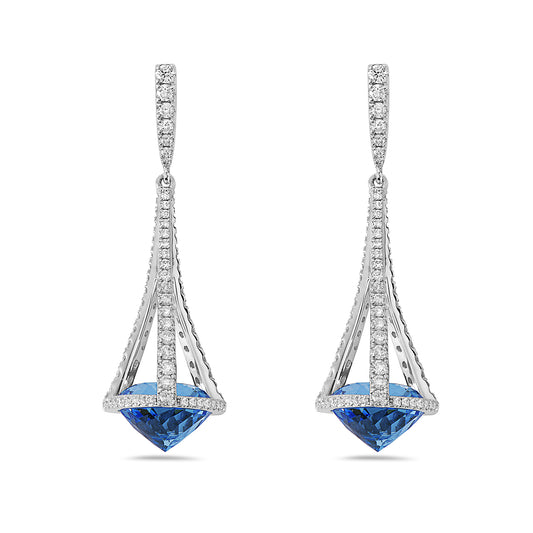 London Blue Topaz & Diamond Pastel Chandelier Drop Earrings