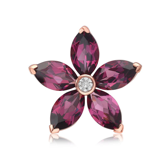 Garnet & Diamond Flower Ring