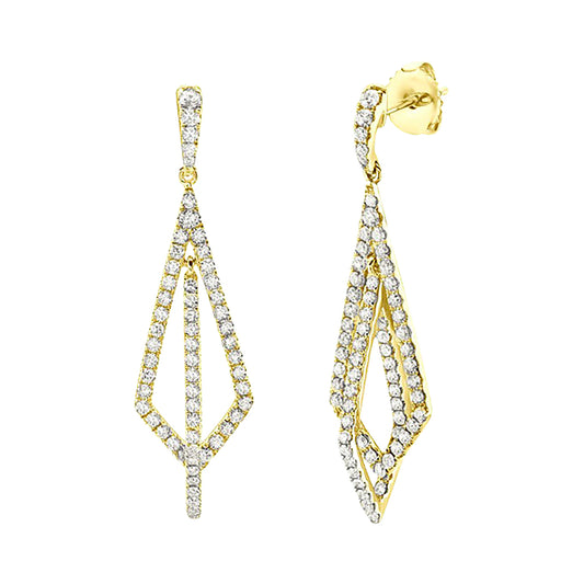Geometric Dangle Earrings with Diamonds