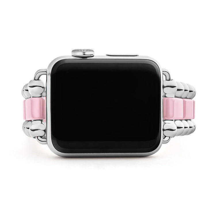 Pink Ceramic and Stainless Steel Watch Bracelet-38-45mm