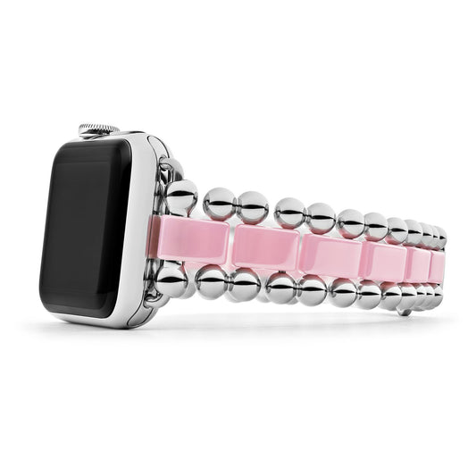 Pink Ceramic and Stainless Steel Watch Bracelet-38-45mm
