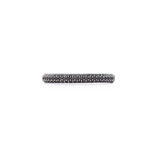 Three-Row Ring with Pavé Black Diamonds