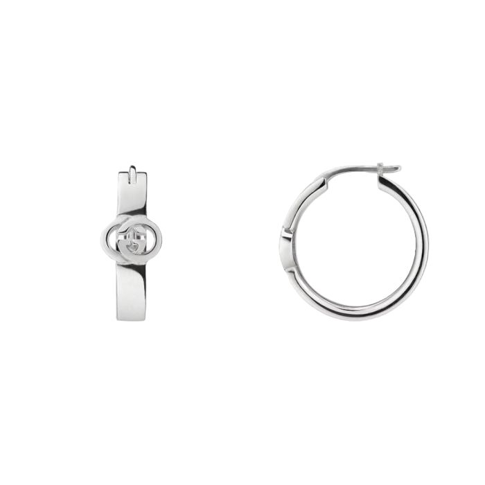 STSLVR 20MM GUCCI INTERLOCKING HOOP EARRING