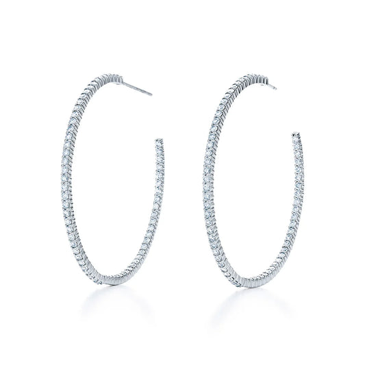 Shared Prong Round Diamond Hoops