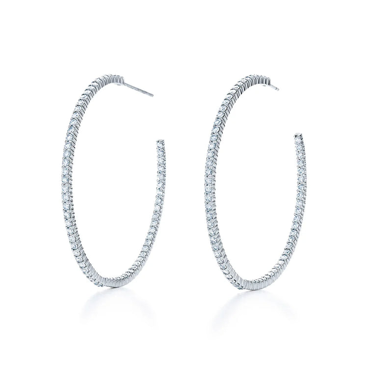 Shared Prong Round Diamond Hoops