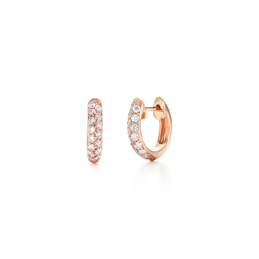 Petite Hoop Earrings with Pavé Diamonds