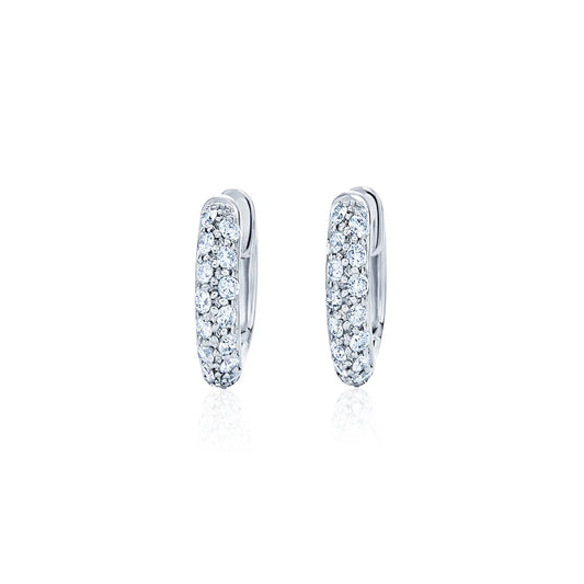 Petite Hoop Earrings with Pavé Diamonds